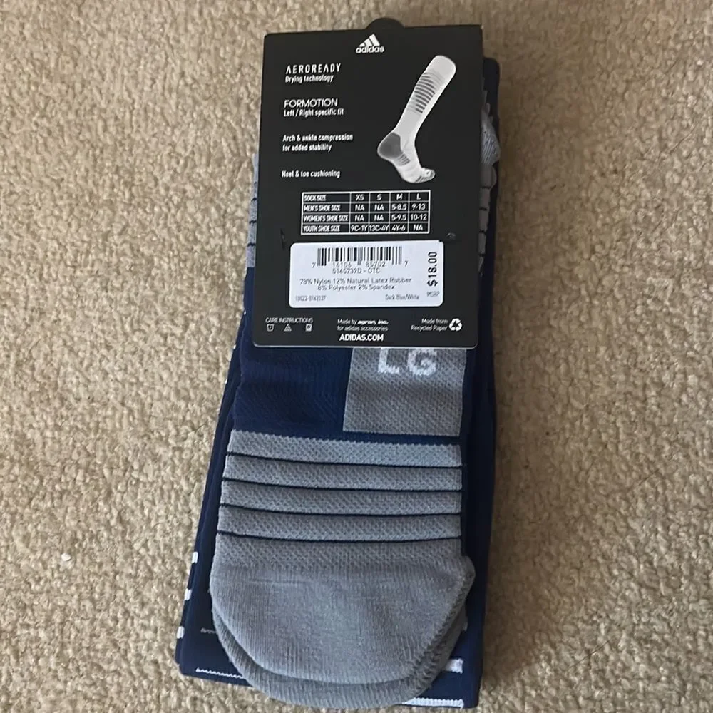 Adidas Team Speed II Soccer Socks Navy/White Adult  large